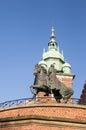 Krakow, Poland, May 2016. Tadeusz Kosciuszko monument, sculpture on the horse standing in Royal Castle Wawel