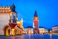 Krakow, Poland - Medieval Ryenek Square with the Cloth Hall and Town Hall Tower Royalty Free Stock Photo