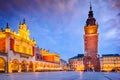 Krakow, Poland - Medieval Ryenek Square with Town Hall Tower Royalty Free Stock Photo