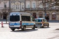 Krakow, Poland, municipal police or city guards and regular police cars on the street, Main Market Square. Public safety services