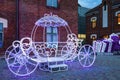 KRAKOW, POLAND - NOVEMBER 24, 2015: Cinderella carriage - christmas outdoor decoration Royalty Free Stock Photo