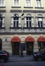 Krakow, Poland - November 02, 2014: Vertical shot cityscape architecture in Kazimierz old jewish town