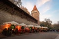 City Defensive Walls and Haberdasher Tower - Krakow, Poland Royalty Free Stock Photo