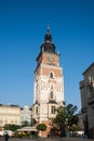 City Hall Tower at the main Market Square in the center of Old town of Krakow, Poland Royalty Free Stock Photo