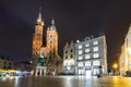 St. Mary's Basilica (Church of Our Lady Assumed into Heaven) in Krakow, Poland at night Royalty Free Stock Photo
