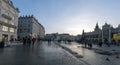 Krakow, Poland : Panorama of Cracow Main Square Plac Mariacki and serving as the handicraft market people