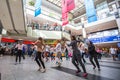 KRAKOW, POLAND - participants in a dance flash mob at the Central city train station.