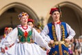 KRAKOW, POLAND - Polish folk collective on Main square during annual Polish national and public holiday the Constitutution Day