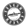Krakow Poland Round Stamp Icon Skyline City Design Badge Rubber.