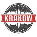 Krakow Poland Round Travel Stamp. Icon Skyline City Design. Seal Tourism Badge Illustration Clipart.