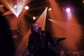 Krakow, Poland - September 20, 2014: An artist playing guitar in an open rock band music concert performance