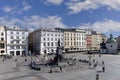 Main Market Square with Church of St. Adalbert and statue of polish poet Adam Mickiewicz, Krakow, Poland Royalty Free Stock Photo