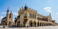 Krakow, Poland - 08/08/2020 - St. Mary`s Church and cloth hall in the Market Square in Krakow Royalty Free Stock Photo