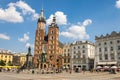 Krakow, Poland - 08/08/2020 - St. Mary`s Church in the Market Square in Krakow Royalty Free Stock Photo