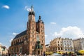 Krakow, Poland - 08/08/2020 - St. Mary`s Church in the Market Square in Krakow Royalty Free Stock Photo