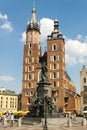 Krakow, Poland - 08/08/2020 - St. Mary`s Church in the Market Square in Krakow Royalty Free Stock Photo