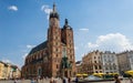 Krakow, Poland - 08/08/2020 - St. Mary`s Church in the Market Square in Krakow Royalty Free Stock Photo