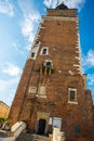 Krakow, Poland: Town Hall Tower at Main Market Square in the Old Town Royalty Free Stock Photo