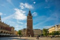 Krakow, Poland: Town Hall Tower at Main Market Square in the Old Town Royalty Free Stock Photo