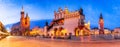 Krakow, Poland - Medieval Ryenek Square with the Cathedral, Cloth Hall and Town Hall Tower Royalty Free Stock Photo