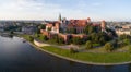 Wide Panorama of Krakow, Poland, Wawel castle and Vistula river Royalty Free Stock Photo