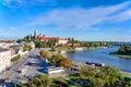 Krakow, Poland with Zamek Wawel castle and Vistula River