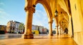 Krakow`s Main Square Rynek Glowny  located at center of the Old Town district in Lesser, Poland Royalty Free Stock Photo