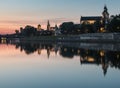 Krakow's Pauline church and Wawel cathedral at night Royalty Free Stock Photo