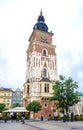 Krakow`s Town Hall Tower located in Main Square of the Old Town of Krakow, Poland Royalty Free Stock Photo