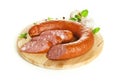 Krakow sausage isolated on white background