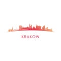 Krakow skyline silhouette.