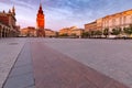 Krakow. St. Mary`s Church and market square at dawn. Royalty Free Stock Photo