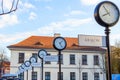 Krakow. Street clocks show different times. Sights of Krakow. Royalty Free Stock Photo