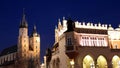 Krakows main square at night Royalty Free Stock Photo