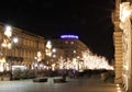 Krakowskie Przedmiescie street Warsaw Poland at night