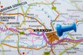 KrakÃÂ³w on map Royalty Free Stock Photo