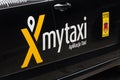 Mytaxi logo on mytaxi car Royalty Free Stock Photo