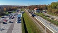 KrakÃÂ³w-Swoszowice station with P+R parking lot with train and buses