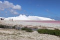 Kralendijk, Bonair - 12/16/17: Sea salt piles for harvesting on the island of Bonaine Royalty Free Stock Photo