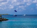 KRALENDIJK BONAIRE - OCTOBER 6, 2013: : Sailboat moving in Bonaire Marine Park