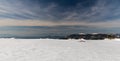 Kralicky Sneznik, Dlouhe Strane and Keprnik from Bridlicna hill in winter Jeseniky mountains in Czech republic Royalty Free Stock Photo