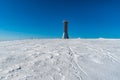 Kralicky Sneznik hill summit on czech - polish borders during winter day with clear sky Royalty Free Stock Photo