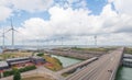 Krammer wind farm and western entrance to the Krammer lock complex