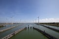 Krammersluizen lake krammer. Drone photograpy from the delta works in Zeeland in the Netherlands Royalty Free Stock Photo