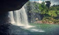 Krangshuri waterfalls is one of the nest places to visit near shillong in mehalaya in India. You can even walk behind waterfall Royalty Free Stock Photo