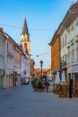 Kranj, Slovenia, 30 June 2023: Street in the historical center o