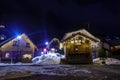 Kranjska Gora Christmas Decorated Square, Alpine village by night