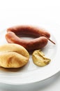 Kransky sausage with bread and mustard