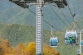 Cable car way on the mountain ski resort
