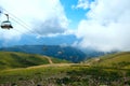 Krasnaya Polyana, Sochi, Krasnodar territory 16.09.20 top of the Caucasus mountains cable car between gorges . Autumn